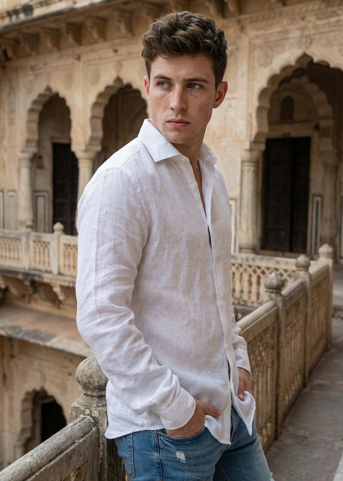 Cloud Flax (White) Linen Shirt
