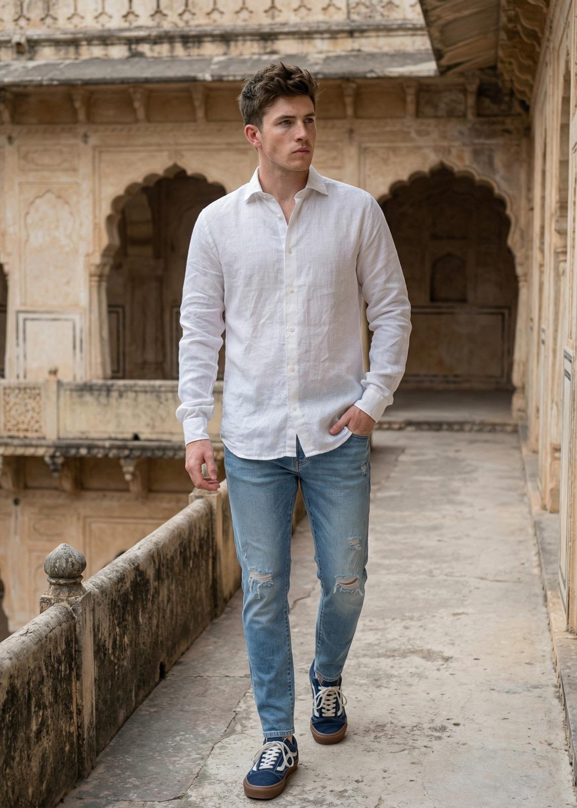 Cloud Flax (White) Linen Shirt