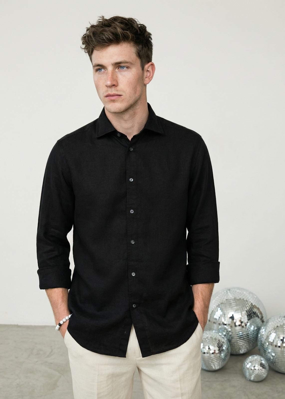Midnight Soil (Black) Linen Shirt