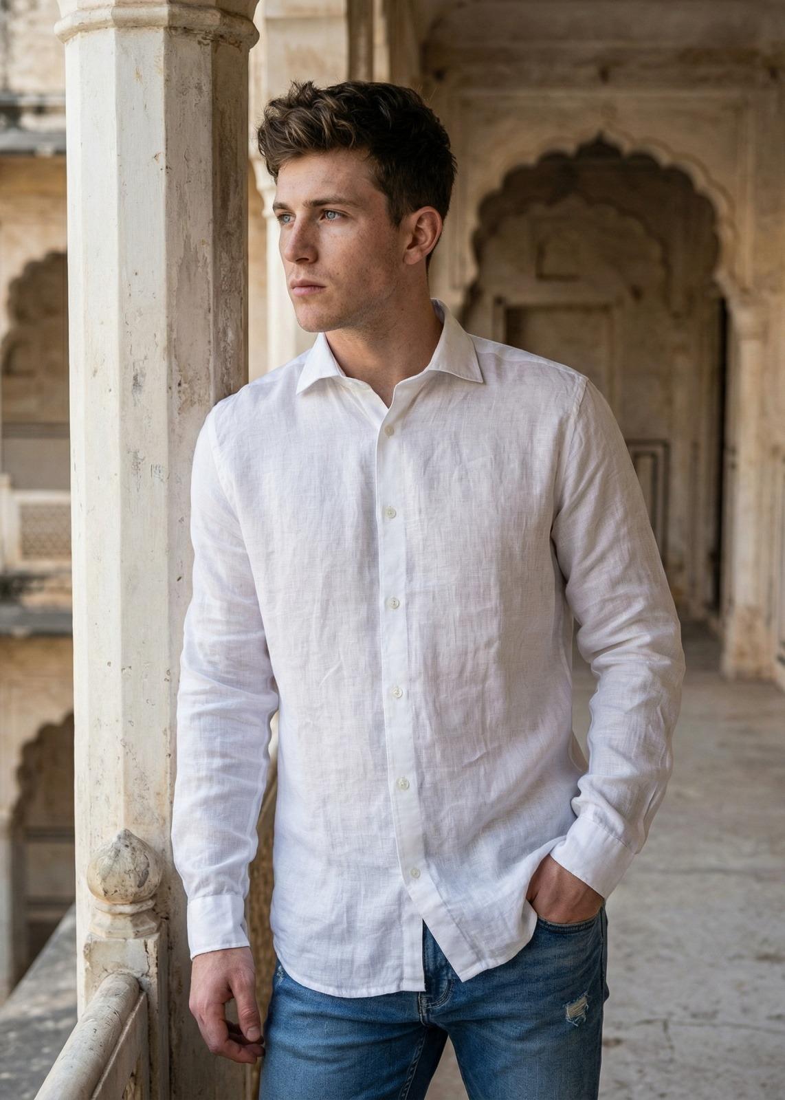 Cloud Flax (White) Linen Shirt