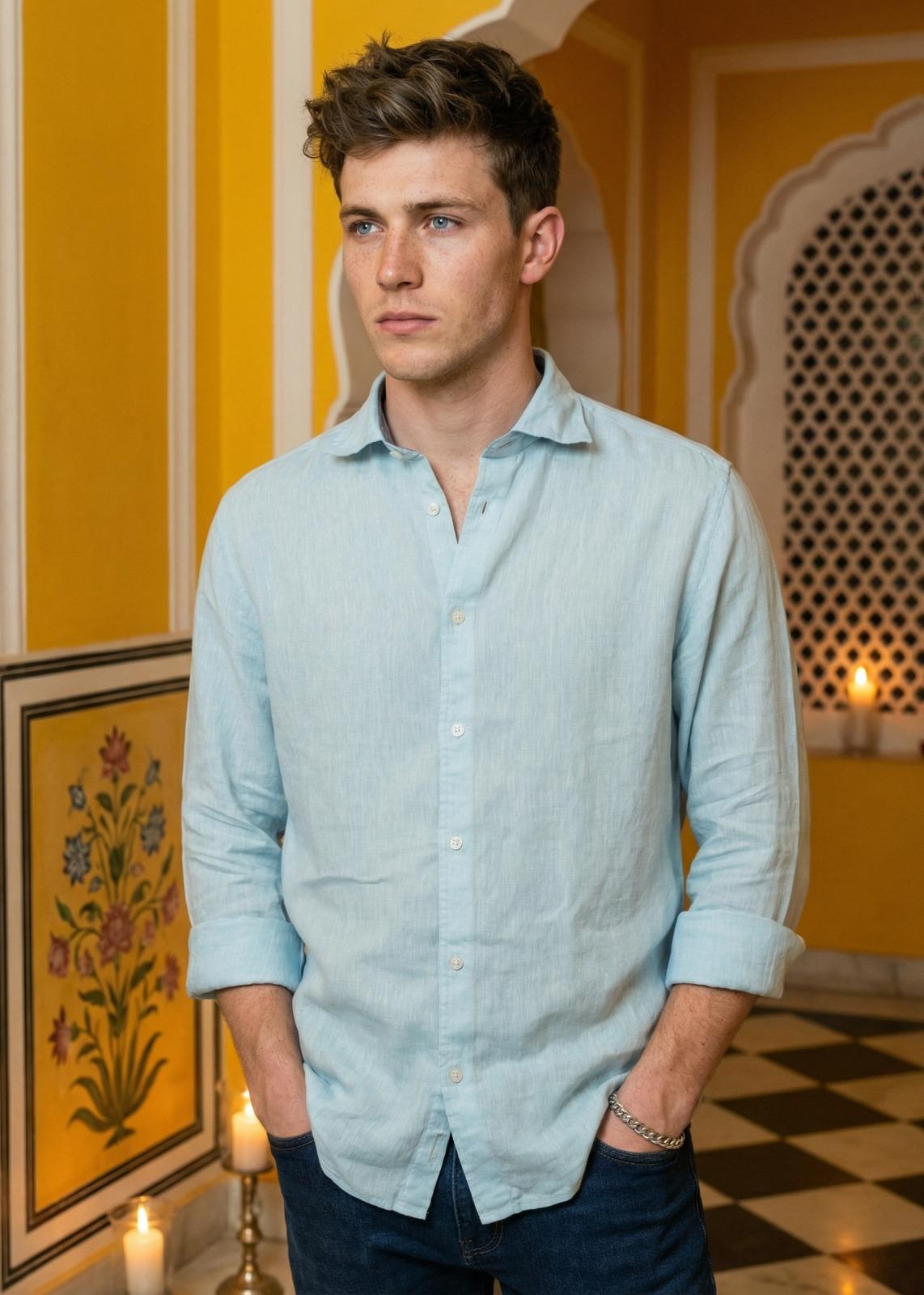 Clear Sky (Soft Blue) Linen Shirt